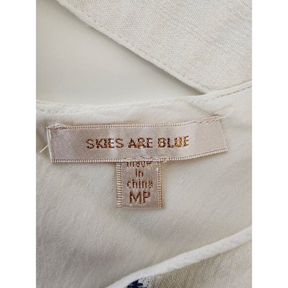 SKIES ARE BLUE White Embroidered Sleeveless Rope Straps Boho Hippie Top SZ MP - Picture 5 of 8